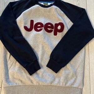 Jeep Men's Gray and Dark Blue Crewneck Sweater